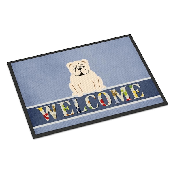 Carolines Treasures 18 x 27 in. English Bulldog White Welcome Indoor or Outdoor Mat BB5704MAT - main